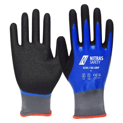 NITRAS OIL GRIP, szerelőkesztyű, kék/fekete