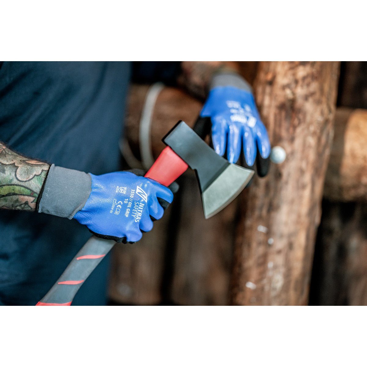 NITRAS OIL GRIP, szerelőkesztyű, kék/fekete