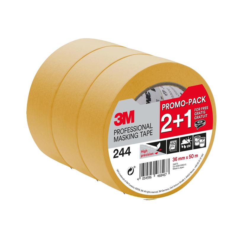 3M™ festői maszkolószalag 244T3, promóciós csomag, 36 mm x 50 m, 1 tekercs/csomag | Csomag (1 tekercs)