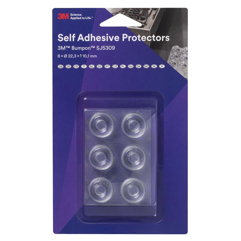 3M™ Bumpon™ SJ5309BL elasztikus puffer minicsomag, átlátszó, 6 darab, 22,3 x 10,1 mm, ragasztós akril A-20 | Csomag (6 db)