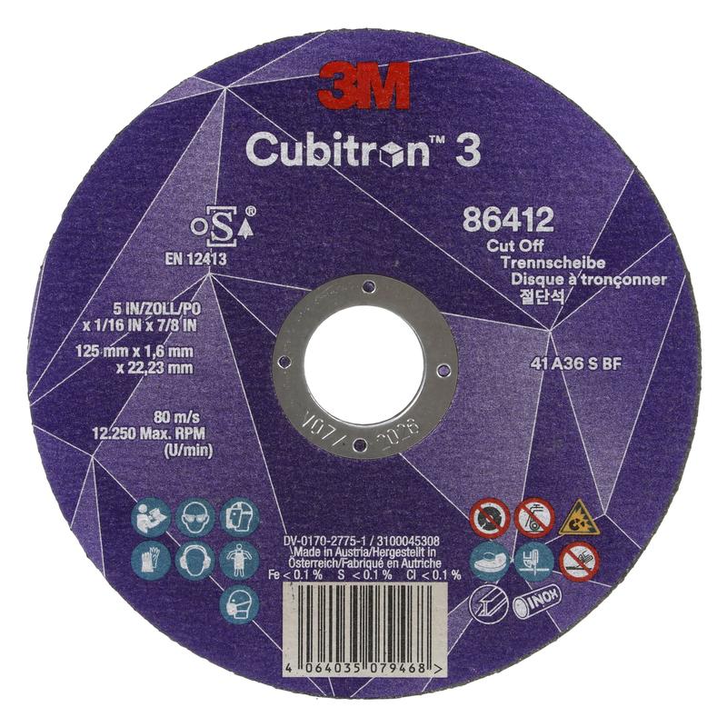 3M™ Cubitron™ 3 vágótárcsa, 91564, 60+, T41, 75 mm x 1 mm x 8 mm, EN, 25/csomag, 50 db/PU | Csomag (25 db)