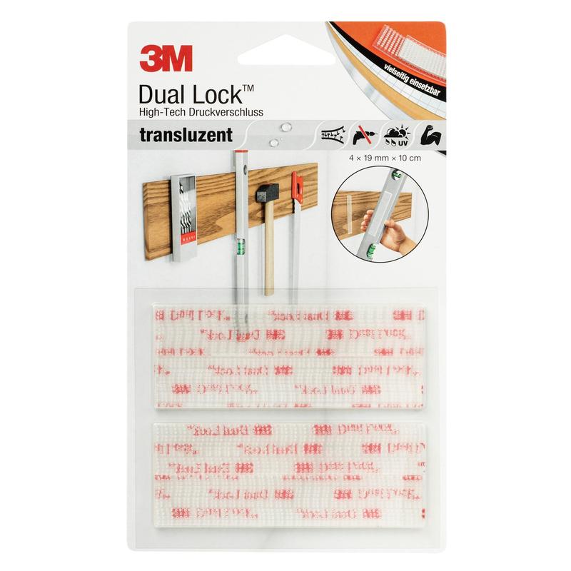 3M™ Dual Lock™ rugalmas pattintható rögzítő SJ3560, áttetsző, 19 mm x 100 mm, 5,7 mm, 40 fej/cm², beltéri használatra, buborékfólia | Kartondoboz (1 db)