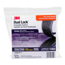 3M™ Dual Lock™ rugalmas pattintható rögzítő TB3560, áttetsző, 25 mm x 3 m, 5,7 mm, 40 fej/cm2, kültéri terület | Táska (1 db)