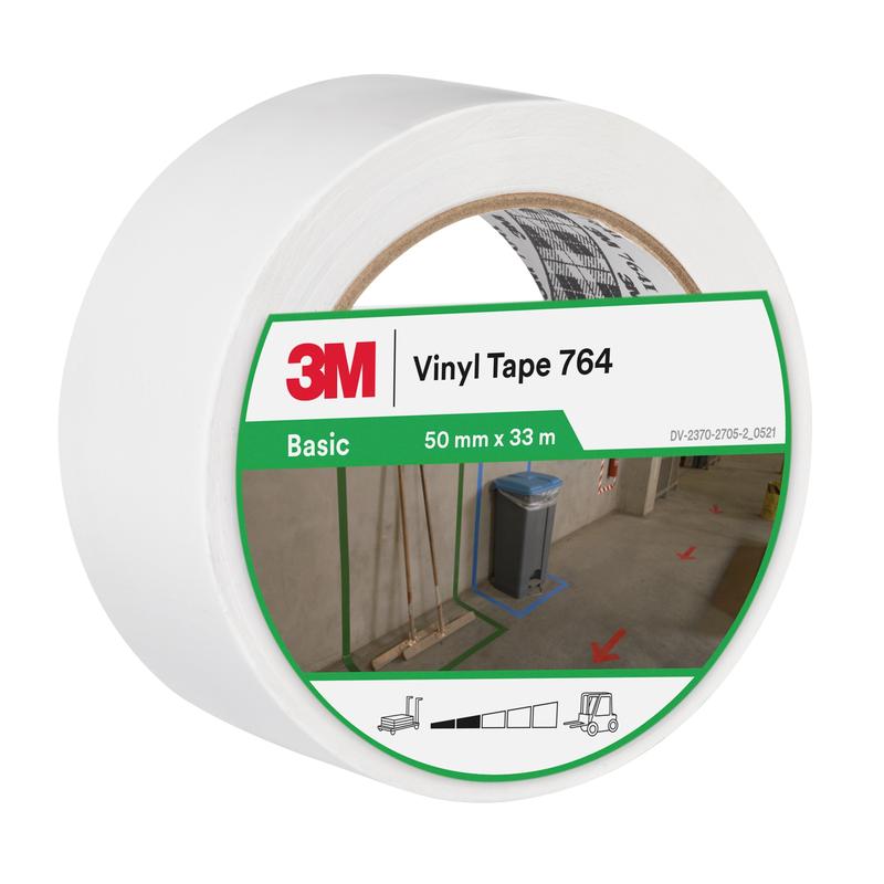 3M™ általános célú PVC szalag 764, fehér, 50 mm x 33 m, 0,13 mm, külön csomagolva | Csomag (1 tekercs)