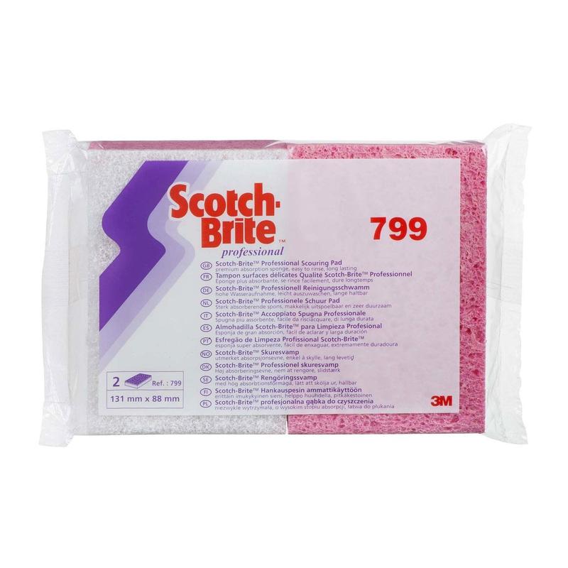 3M™ Scotch-Brite™ cellulózszivacs 799, rózsaszín / fehér, 88 mm x 131 mm, 24 x 10 darab / doboz | Csomag (10 db)