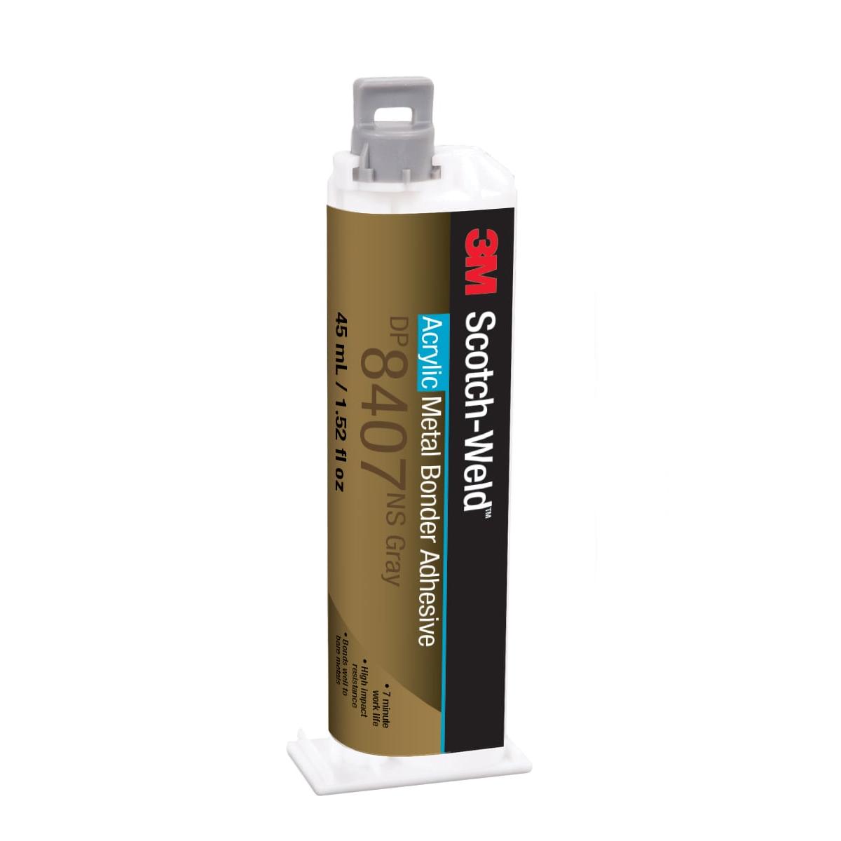 3M™ Scotch-Weld™ 2 komponensű akril alapú építőipari ragasztó DP8407NS, szürke, 45 ml | Csomag (1 db)