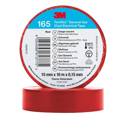 3M™ Temflex™ vinil elektromos szalag 165 piros