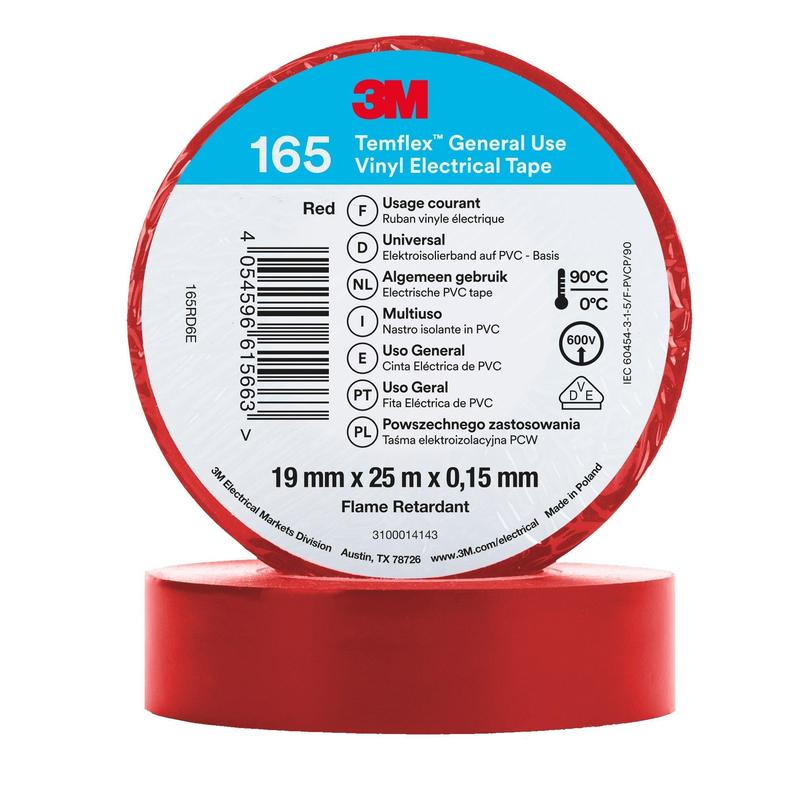 3M™ Temflex™ vinil elektromos szalag 165 piros