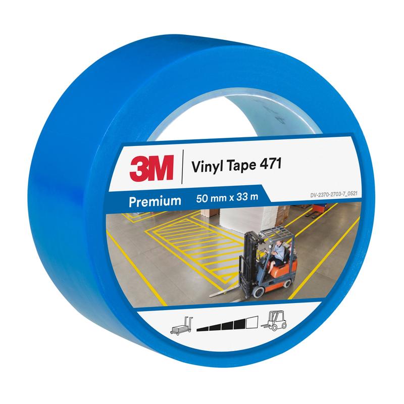 3M™ lágy PVC szalag 471, kék, 50 mm x 33 m, 0,14 mm, külön csomagolva | Csomag (1 tekercs)
