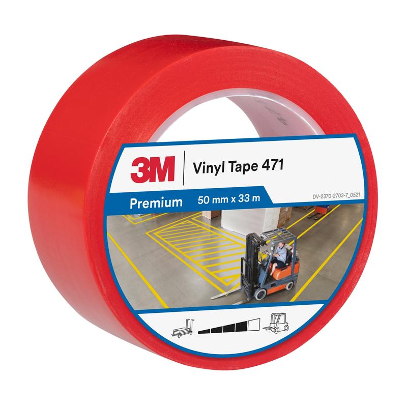 3M™ puha PVC szalag 471, piros, 50 mm x 33 m, 0,14 mm, külön csomagolva | Csomag (1 tekercs)