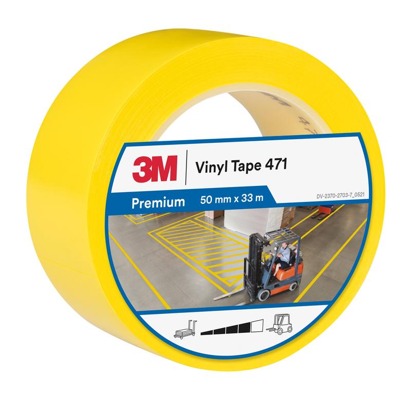 3M™ puha PVC szalag 471, sárga, 50 mm x 33 m, 0,14 mm, külön csomagolva | Csomag (1 tekercs)