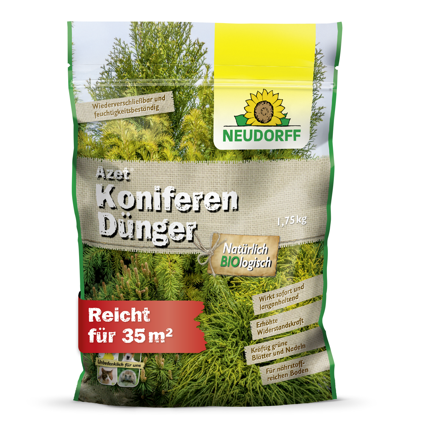 Ein Beutel Azet KoniferenDünger von Neudorff Shop - perfekt für üppige, gesunde Pflanzen und einen lebendigen Sichtschutz in Ihrem Garten.