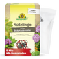 Eine Schachtel Neudorff Shop Nützlinge gegen Dickmaulrüssler zur Bekämpfung des Reblausbefalls mit Pflanzen, Insekten und Produktinformation. Ein weißes Tütchen auf der rechten Seite zeigt an, dass 5 Millionen HM-Nematoden enthalten sind.