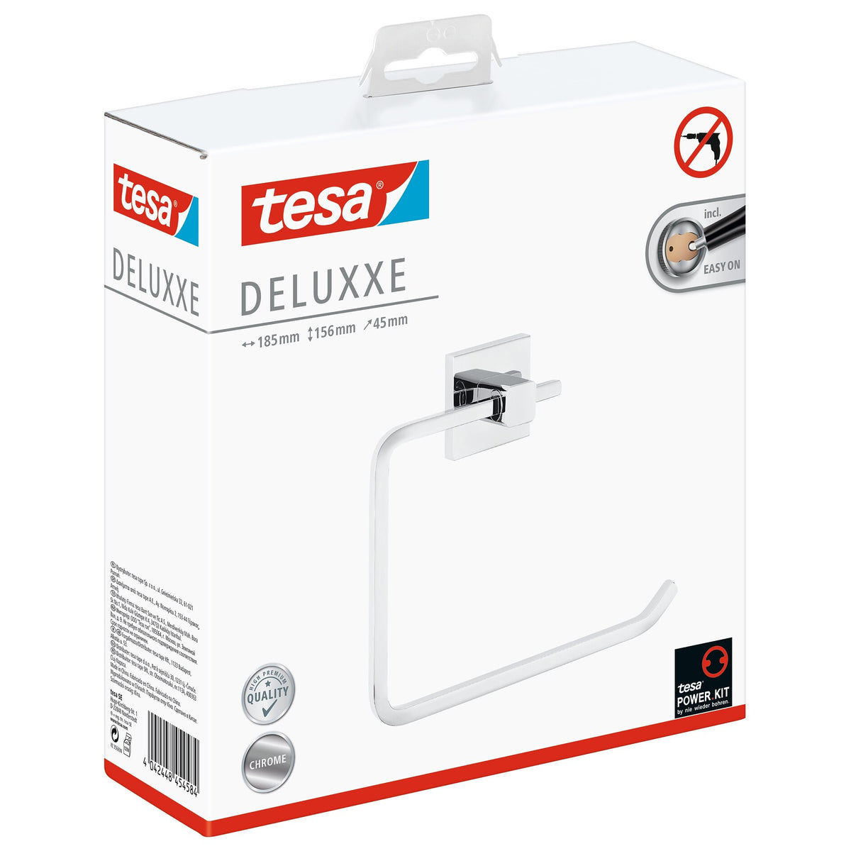 tesa DELUXXE Handtuchring, Metall, verchromt, inkl. Klebelösung