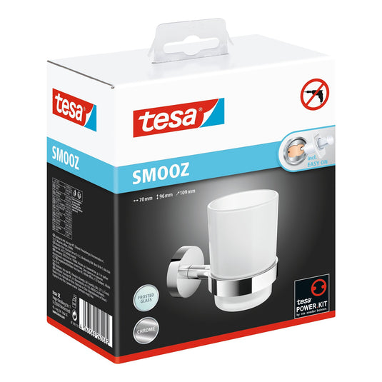 tesa SMOOZ pohártartó, öntapadó, krómozott fém