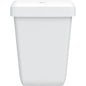 A CWS ParadiseLine Abfallbehälter Paper Bin egy egyszerű, téglalap alakú, fehér műanyag tartály (43 l) fedéllel és sima felületekkel, fehér háttéren ábrázolva. Egyszerű és funkcionális design, csak egy kis címke található a fedélen.