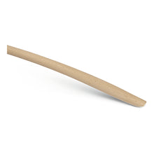 Eine Nahaufnahme des Nölle Profi Brush Schaufelstiel gebogen, Buche, 130 cm (Ø 41 mm), mit abgerundetem Ende, von Nölle Profi Brush Bürsten- & Pinseltechnik e.K., isoliert auf weißem Hintergrund.