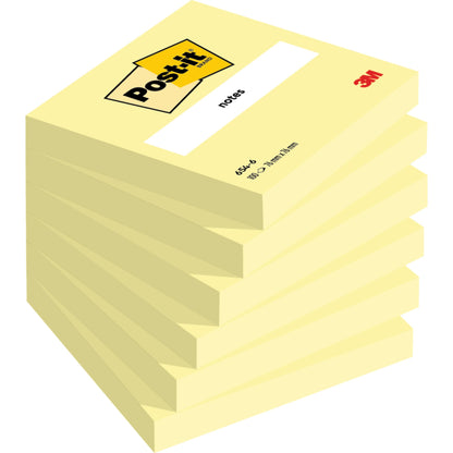Egy halom Post-it® Notes (76 mm x 76 mm, 100 lap/blokk, 100% PEFC) a 3M Deutschland GmbH-tól, ahol a legfelső jegyzet a logót és a "notes" feliratot mutatja. Több blokk egymásra van rakva.