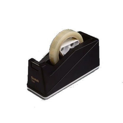 Der Scotch™ Tischabroller C10 von 3M Deutschland GmbH in Schwarz hält eine Rolle Klebeband und besitzt eine gezackte Schneidekante-perfekt für Schreibtische oder Arbeitsplätze. 1 Abroller pro Packung.