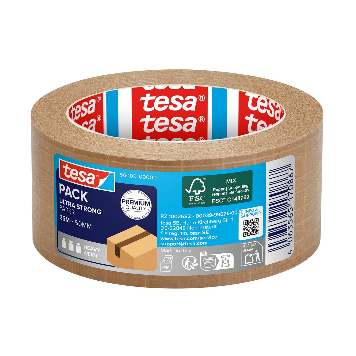 tesapack ULTRA STRONG PAPER, 25 m x 50 mm, braun