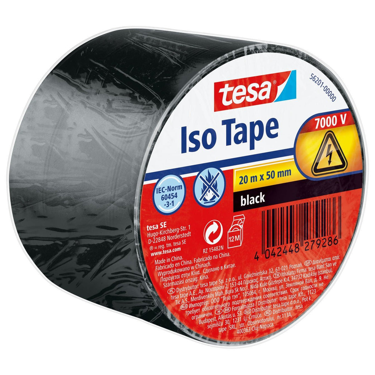 tesa SPVC elektromos szigetelőszalag, fekete, 20 m x 50 mm