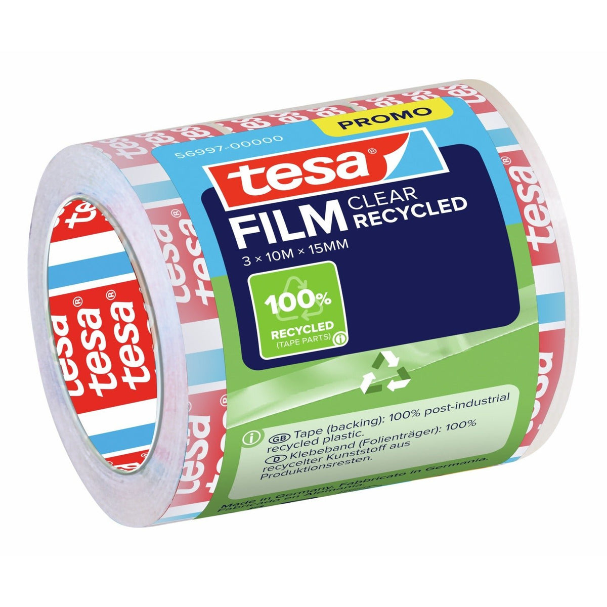 tesafilm CLEAR RECYCLED, 10 m x 15 mm, átlátszó, 3 tekercs