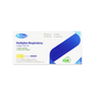 Egy téglalap alakú Altruan Combo 9in1 - DVOT Professional tesztkészlet doboza (1 darab) kimutatja a SARS-CoV-2, Influenza A+B, RSV, Adenovírus, hMPV, PIV 1/3, PIV 2, Mycoplasma jelenlétét. Többnyire fehér, kék-zöld akcentusokkal és gyors teszt szimbólumokkal német és angol nyelven.