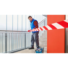 tesa 58137PE Signal ragasztómentes lezárószalag, 100 m x 80 mm, piros-fehér – Felhasználás