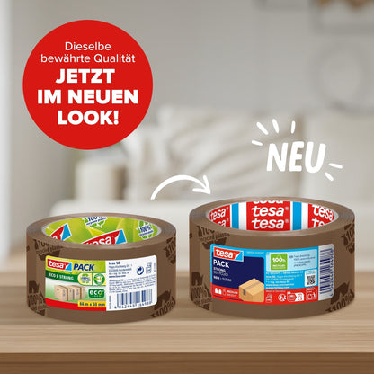 tesapack STRONG RECYCLED Klebeband, 66 m x 50 mm – Produktmerkmale