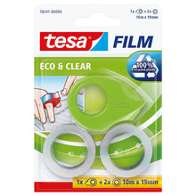 tesafilm mini tekercselő + 2 tekercs Eco Clear, zöld