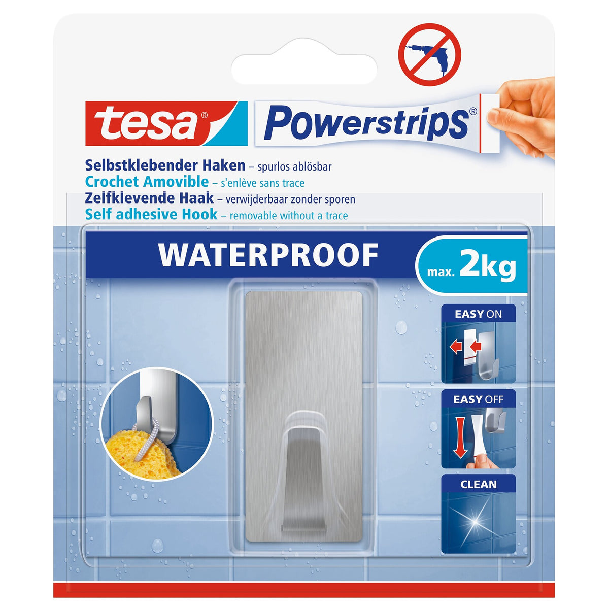 tesa Powerstrips vízálló L-alakú fém sarokakasztó, fehér
