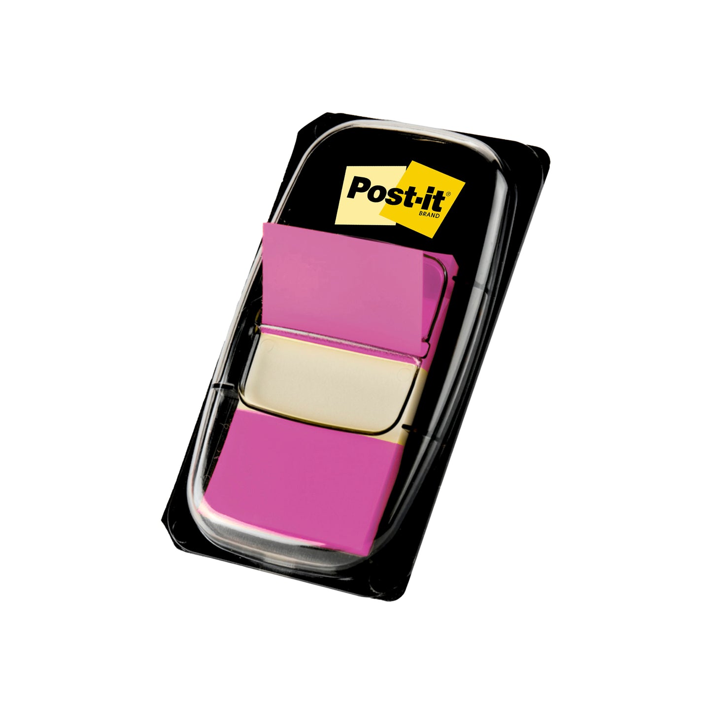 Eine Packung 3M Deutschland GmbH Post-it® Index Haftstreifen, Standard, 25,4 mm x 43,2 mm, mit 50 Haftstreifen pro Spender.