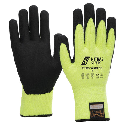 NITRAS TAEKI WINTER CUT, vágásvédő kesztyű, neon sárga / fekete