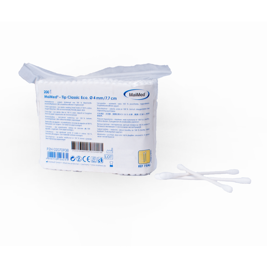 MaiMed -Tip Classic ECO (kis fejű) nem steril vattacsomók, kartonrúd, 200 db/zsák | Csomag (200 db)
