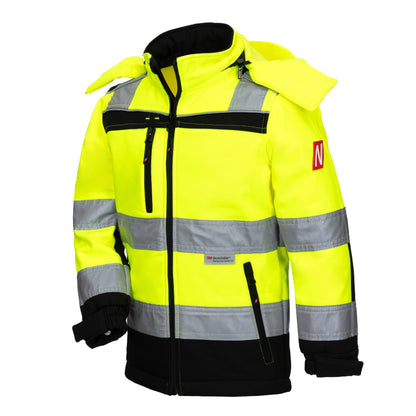NITRAS MOTION TEX KIDS, jól látható softshell kabát, neon sárga / fekete