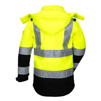 NITRAS MOTION TEX KIDS, jól látható softshell kabát, neon sárga / fekete