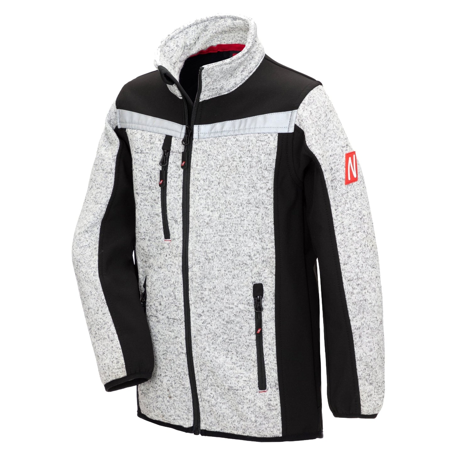 NITRAS MOTION TEX KIDS, kötött softshell kabát, világosszürke/fekete