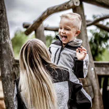 NITRAS MOTION TEX KIDS, kötött softshell kabát, világosszürke/fekete