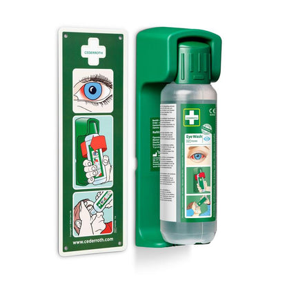 Az Orkla Wound Care AB falra szerelhető tartó 500 ml-es szemöblítéshez jön egy foszforeszkáló figyelmeztető táblával a jobb láthatóság érdekében; a csomag 1 darabot tartalmaz.