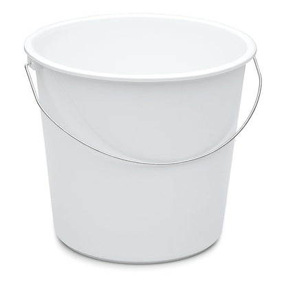 A Nölle Profi Brush háztartási vödör 10 literes műanyagból, a Nölle Profi Brush Bürsten- & Pinseltechnik e.K. által, egy egyszerű fehér vödör karcsú fém fogantyúval, amely tökéletes tisztításhoz vagy tároló vödörként a háztartásban.