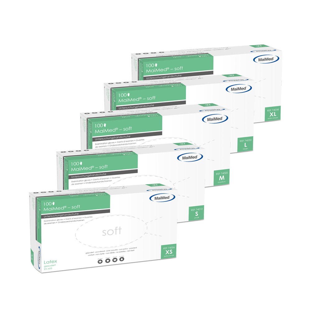 MaiMed-soft latex vizsgálókesztyű, nem steril, púderes, 100 db/doboz