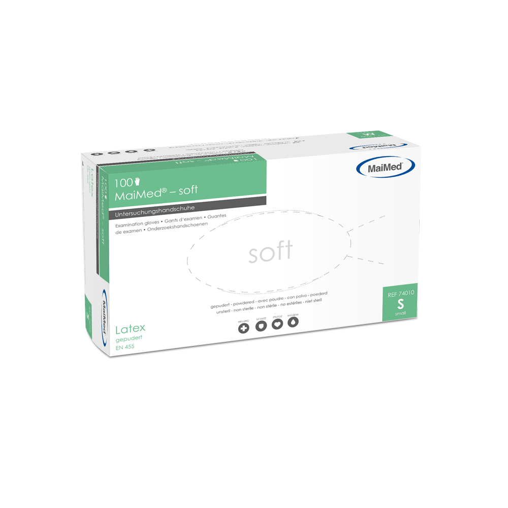 MaiMed-soft latex vizsgálókesztyű, nem steril, púderes, 100 db/doboz