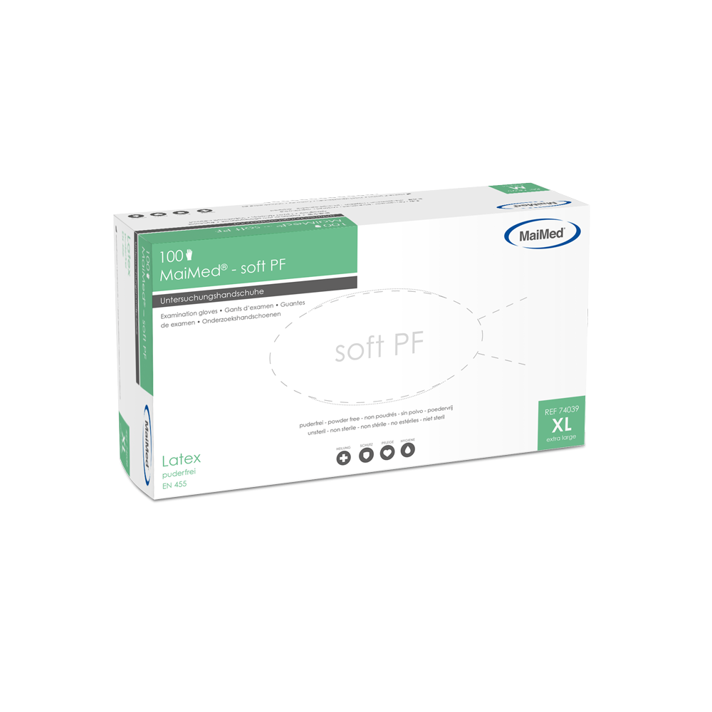 MaiMed-soft PF latex vizsgálókesztyű nem steril púdermentes 100 db/doboz