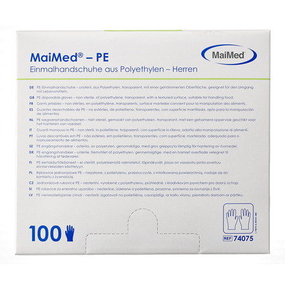 MaiMed-PE eldobható kesztyű PE-ből, nem steril, 100 db/doboz