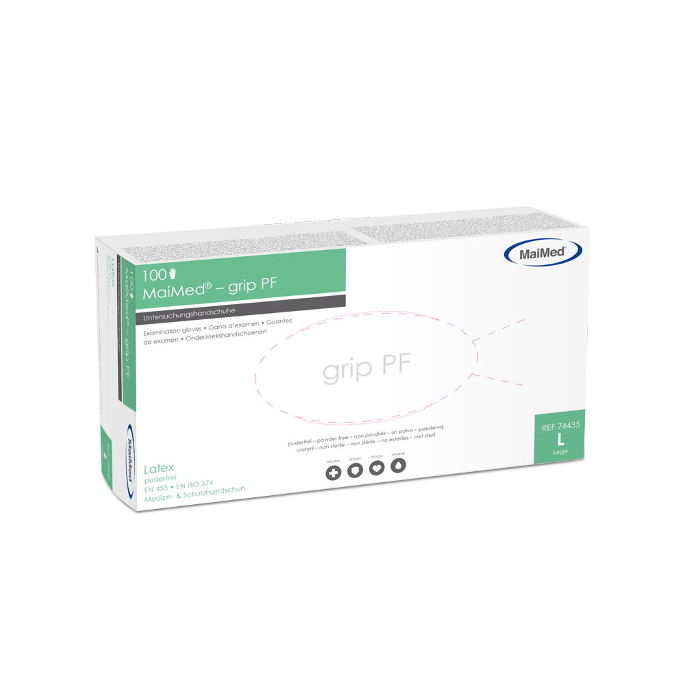 MaiMed-grip PF, nem steril, púdermentes latex vizsgálókesztyű