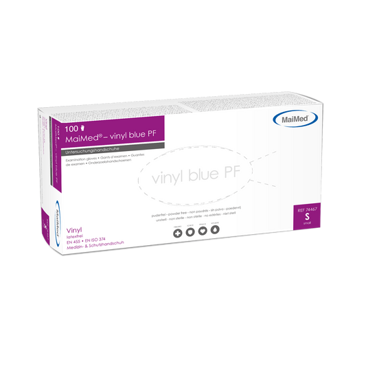MaiMed-vinyl blue PF, nem steril, púdermentes vinil vizsgálókesztyű 100 db/doboz