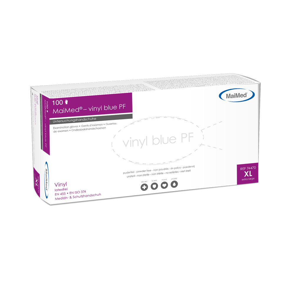 MaiMed-vinyl blue PF, nem steril, púdermentes vinil vizsgálókesztyű 100 db/doboz