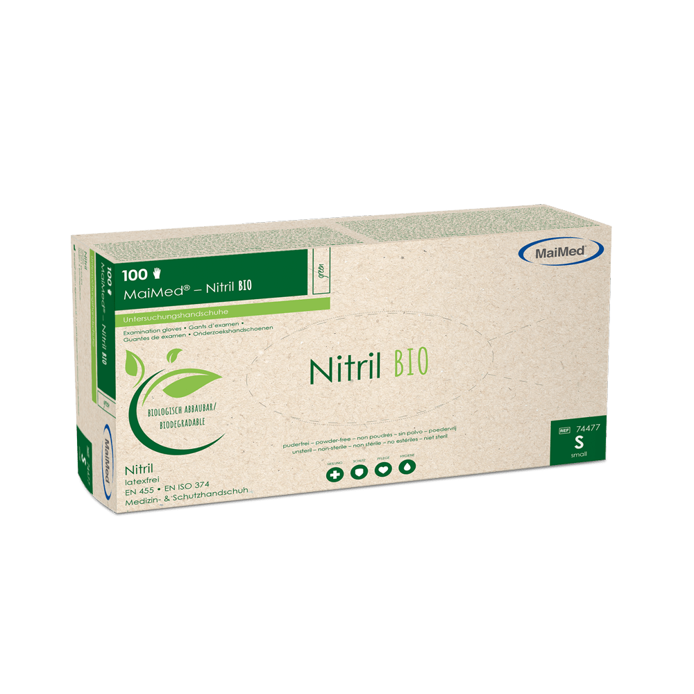 MaiMed-Nitrile BIO, nem steril, púdermentes Latexmentes nitril kesztyű, zöld, 100 db/doboz