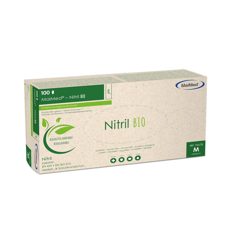 MaiMed-Nitrile BIO, nem steril, púdermentes Latexmentes nitril kesztyű, zöld, 100 db/doboz
