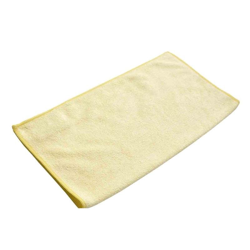 Egy TASKI MicroCare mikroszálas kendő 40x40 cm a Diversey Deutschland GmbH & Co. OHG-tól, téglalap alakú és világossárga, tisztán varrott szélekkel, laposan fekszik egy fehér alapon.